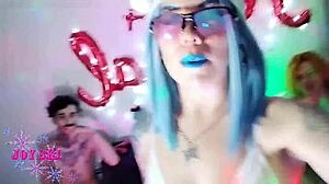 Tattooed Blogger Humiliates Cuckold with Cousins' Monster Cocks at Christmas