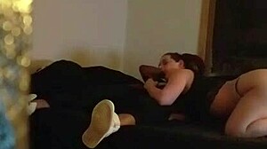 amber welcomes rookie with her warm tongue on homemade interracial cock