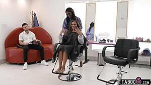 Wife Aila Donovan betrays marriage lusting after sexy ebony milf Ana Foxxx salon tryst