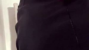 my 18 year old stepdaughter drops leather skirt flashing ass in bathroom spy