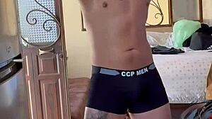 naked muscular mexican bodybuilder get ready voyeur style