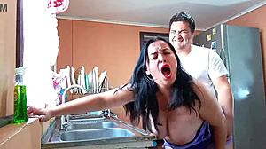 Fucking Stepmom Topless Kitchen Moans Rough Cuckold Taboo