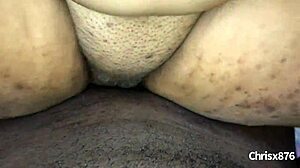 ebony bbw rides big black cock in homemade doggy creampie