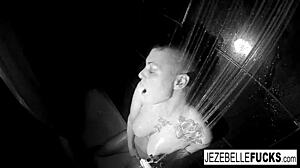 brunette babe jezebelle nude milf masturbates pussy in steamy shower