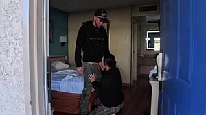 couple fucks hard in open hotel window milf rides huge cock public show