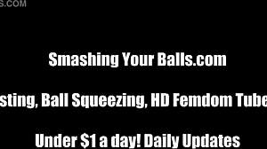 Busting Balls Hard with Pointy High Heels in BDSM Domination!