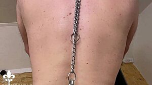 slave waits punished anal fisting gaping femdom cfnm cage