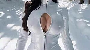 ai leather dream ski resort blowjob in snow catsuit