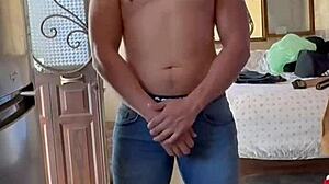 naked muscular mexican bodybuilder get ready voyeur style