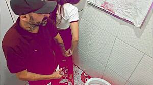 safada gets hardcore creampie fucked by stranger in bar bathroom!