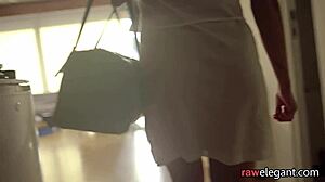 Beautiful classy maid bent over for intense POV doggystyle