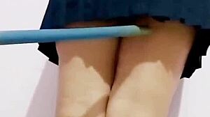 professor fucks innocent big ass student with broomstick in real homemade outdoor public creampie