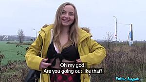 petite blonde coed cums hard on cock in garage