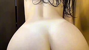 curvy girlfriend's fat ass bent over post-shower for rough doggystyle ride