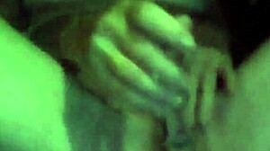 mature fingers shaved pussy with glass toy nude masturbation play close up