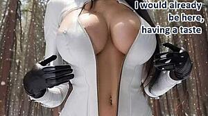 ai leather dream ski resort blowjob in snow catsuit