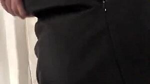 my 18 year old stepdaughter drops leather skirt flashing ass in bathroom spy