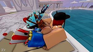 Naked black trans poolside anal surprise from eager guy fan request