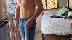 naked muscular mexican bodybuilder get ready voyeur style