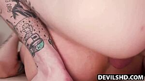 James blow dumps cumshot all over my tattooed transgender body after bareback anal