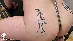 slave waits punished anal fisting gaping femdom cfnm cage