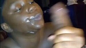 darkchocolatebarbie gags deep on bbc takes facial cumshot swallow pov sloppy spit