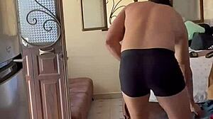 naked muscular mexican bodybuilder get ready voyeur style