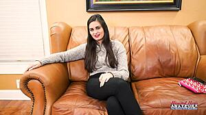 busty brunette elliot deepthroats then doggystyle banged hard