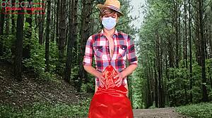 caperucita horny cosplay slut rides cock doggystyle in forest