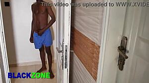 Sexy ebony mommy bends over kitchen counter for homemade young cock pounding