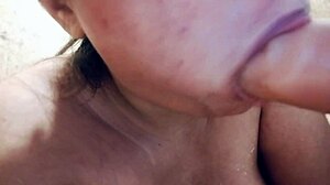 Hey watch this chubby asian suck messy milk-filled dildo up close!