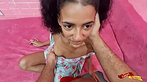 Skinny Latina Babysitter Handles Intense Anal Play