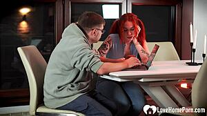 i showed her how to deepthroat my cock then titty fucked those natural tits on her knees