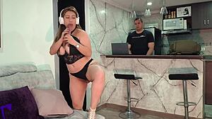 Horny Latina Milf Roommate Caught With Dildo Gets Rough Fuck And Cum-Faced Tits