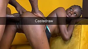 Castedraw Fucks Petite Ebony's Creamy Pussy While She Looks Back Bent Over