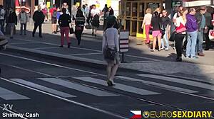 sexy redhead milf shop pickup in prague rides big cock cowgirl