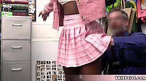 Beautiful Ebony Tessa's Tight Pussy Ruined by Mall Cop After Shoplifting Bust