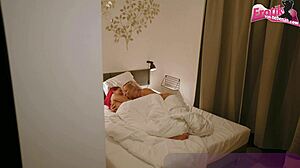 Two skinny German students share guy in hot FFM threesome