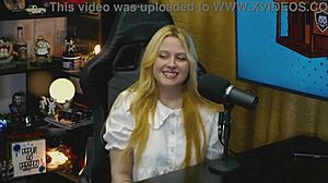 Podcast table doggy exposes branquinha's tiny panty pussy lips super horny