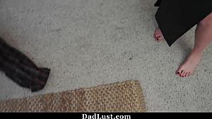 stepdad teaches condom use on teen stepdaughter's tight pussy