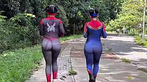 spider woman passionately anal fucked by best friend's boyfriend outdoors