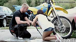 this naughty petite teen starts with a wet blowjob then rides that monster hard