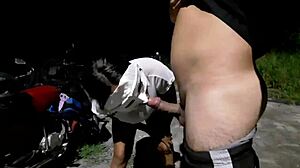 Ebony tattoo slut deepthroats then anal creampies big cock on street for 30 reais