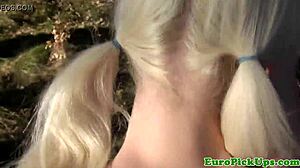 Pierced euro skater chick takes outdoor pounding