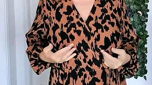 Horny BUSTY GILF TEASES and FLASHES hungry WET PUSSY