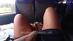 18yo latina CAUGHT SUCKING pornstar's cock on BUS leak!