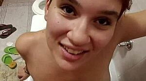 Italian Whore Chiara Begs For Golden Shower On Her Tits In Bathroom