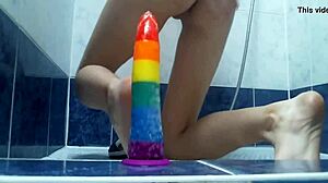 Cuntboy Xannie Toys Shaved Ass in Steamy Shower