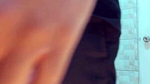 cumming hard on maid's big ass in gym clothes kitchen