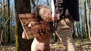 Bound slave uro humiliated outdoors!